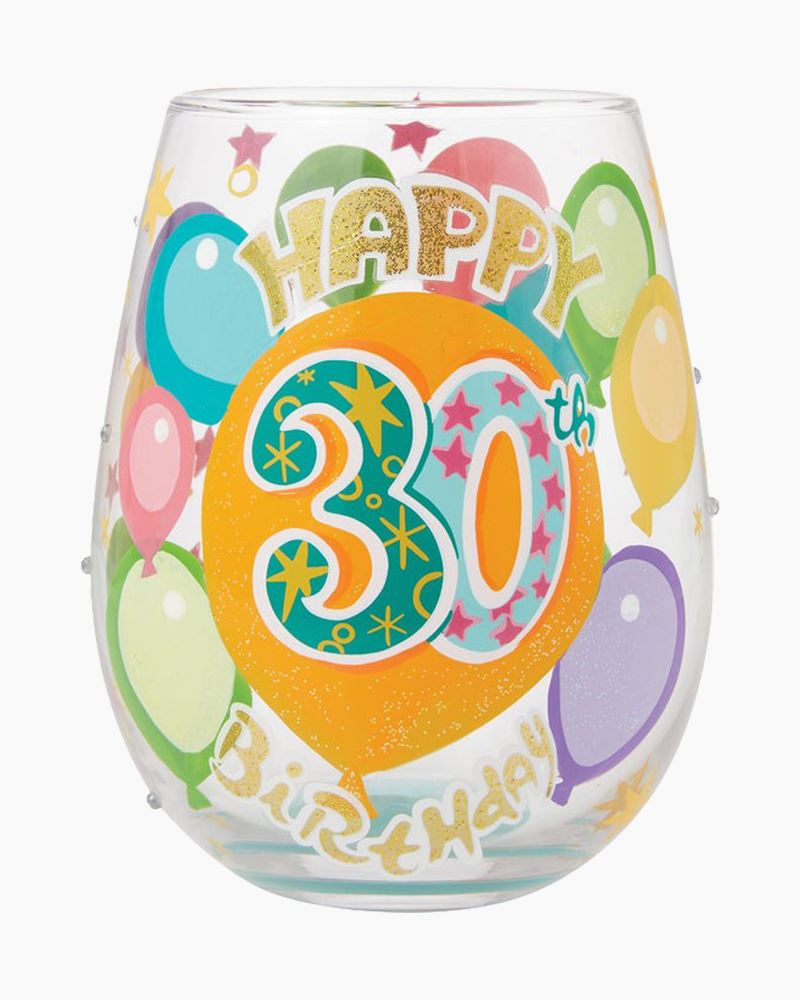 LOLITA Stemless Wine Glass Happy 30th Birthday