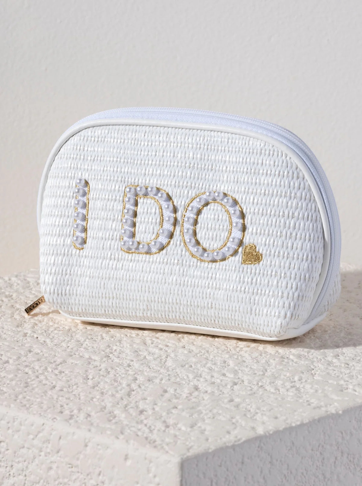 "I DO" ZIP POUCH, WHITE