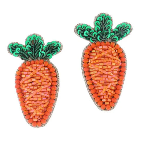Green and Orange Beaded and Sequin Carrot
