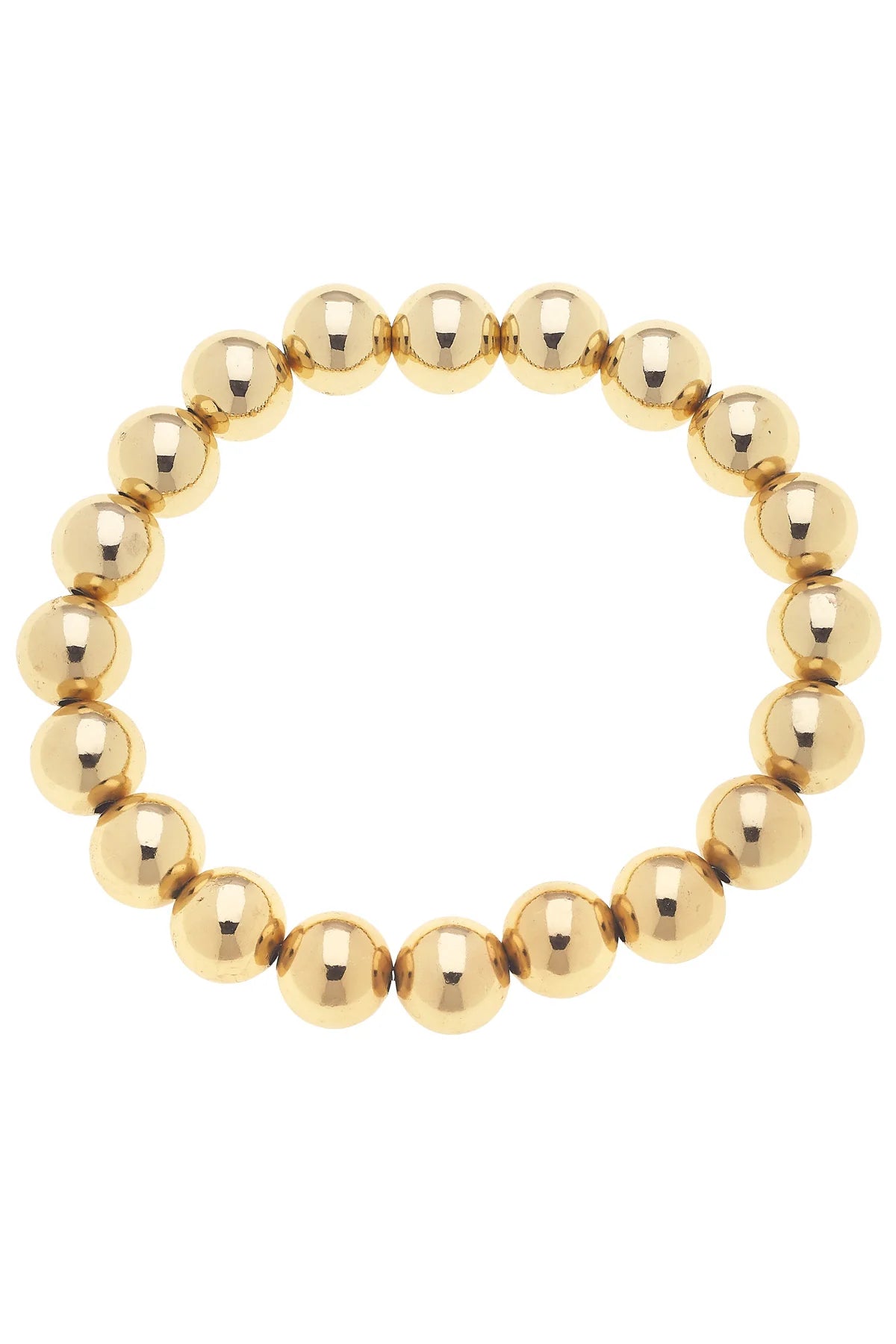 Jasper Ball Bead Stretch Bracelet in Shiny Gold