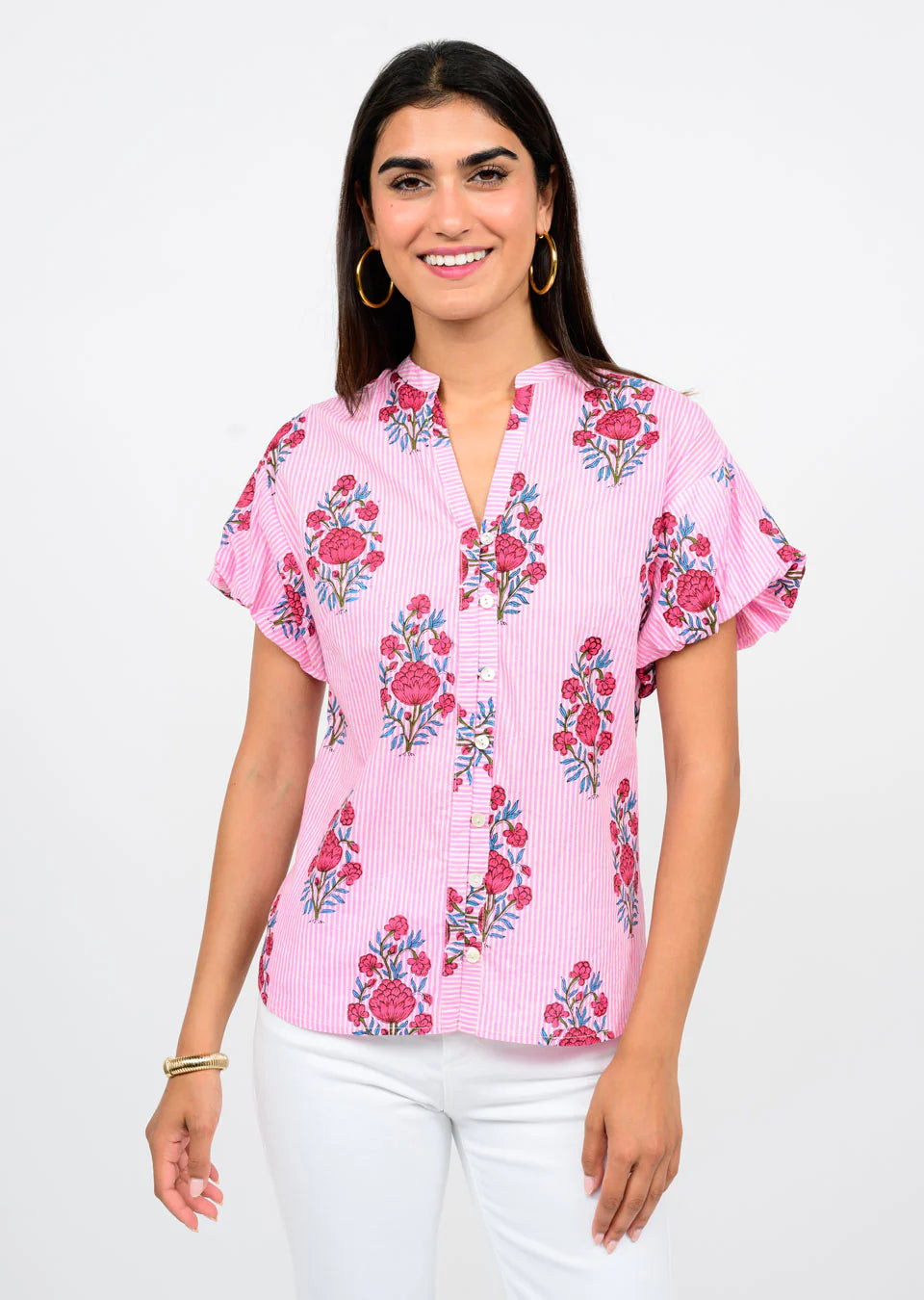 STRIPED BLOCK PRINT TOP