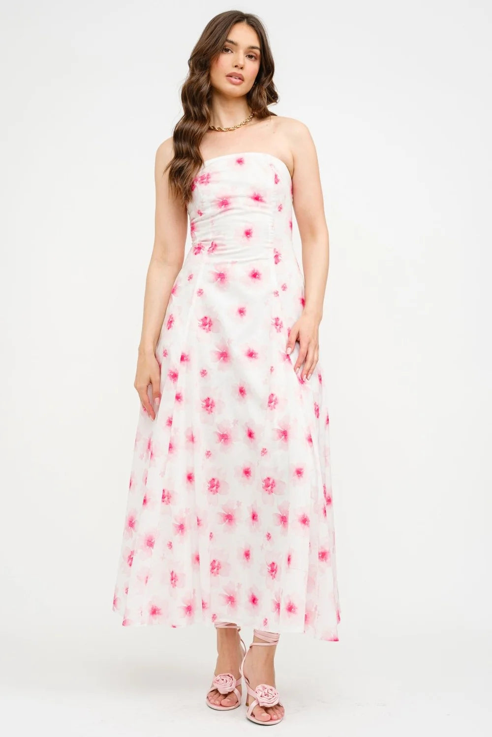 CYNTHIA DRESS FLORAL PRINTED COTTON MIDI DRESS