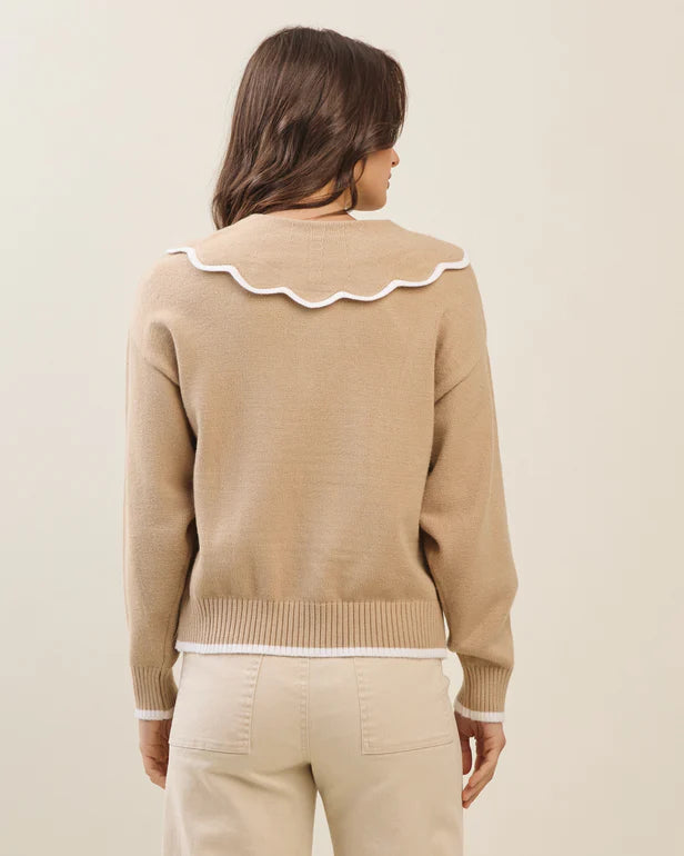 SCALLOP EDGE CONTRAST SWEATER TOP