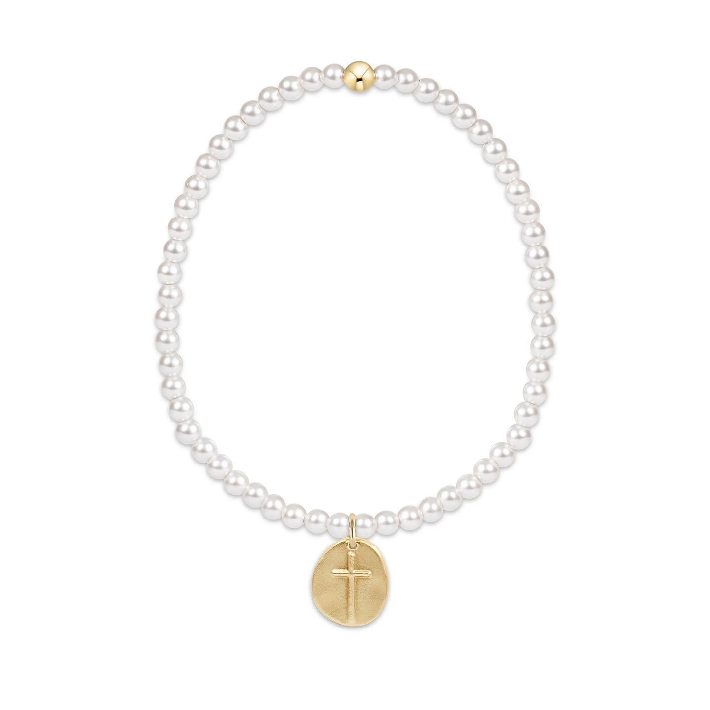 Classic Pearl 3mm Bead Bracelet - Inspire Small Gold Charm
