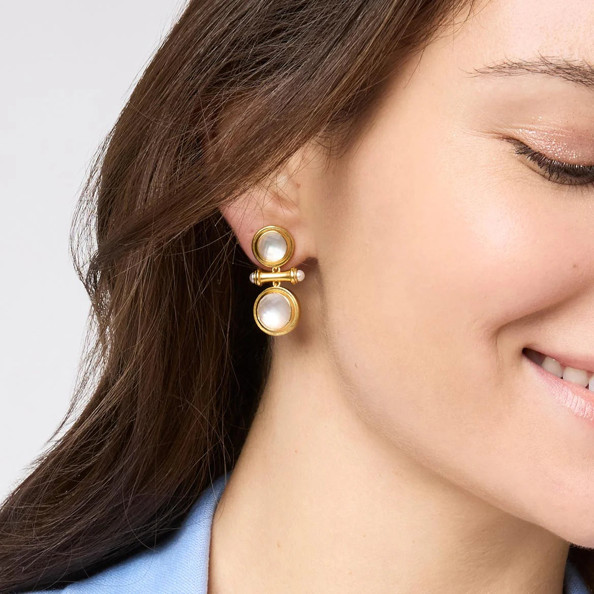 Bamboo Midi Earring Iridescent Clear Crystal