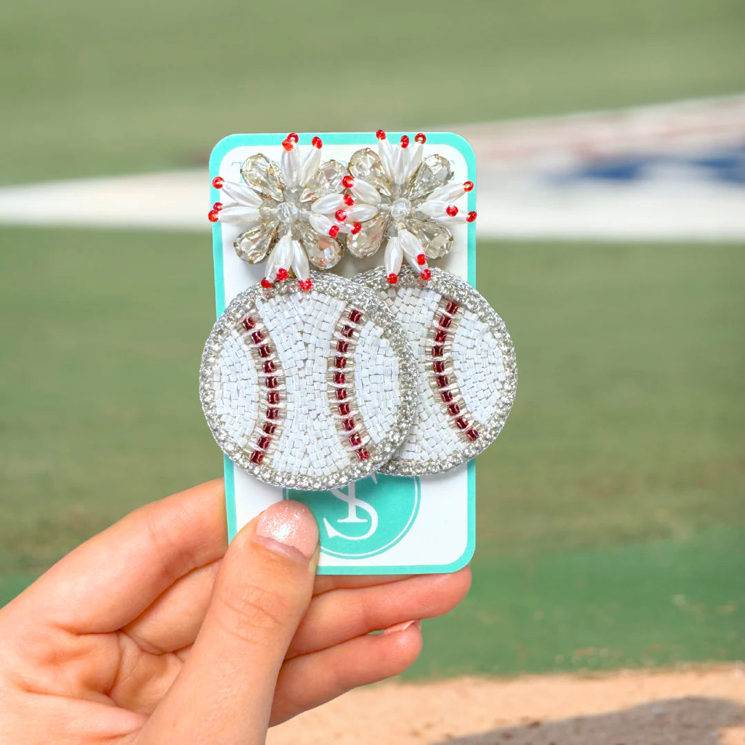 BEADED BASEBALL EARRINGS