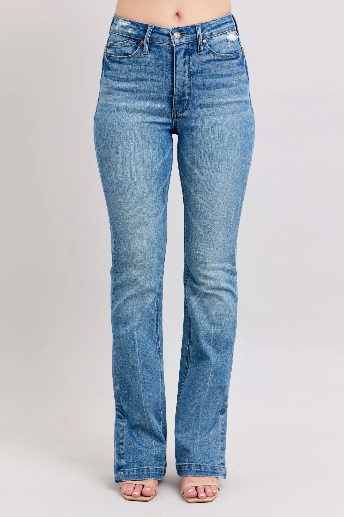 HW Tummy Control Vintage Wash Side Slit Slim Boot