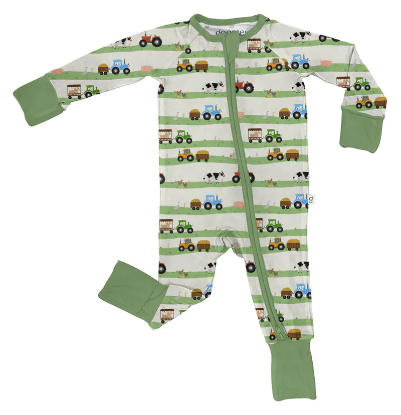 LS Zip PJ- Farm Stripe 3-6 mo