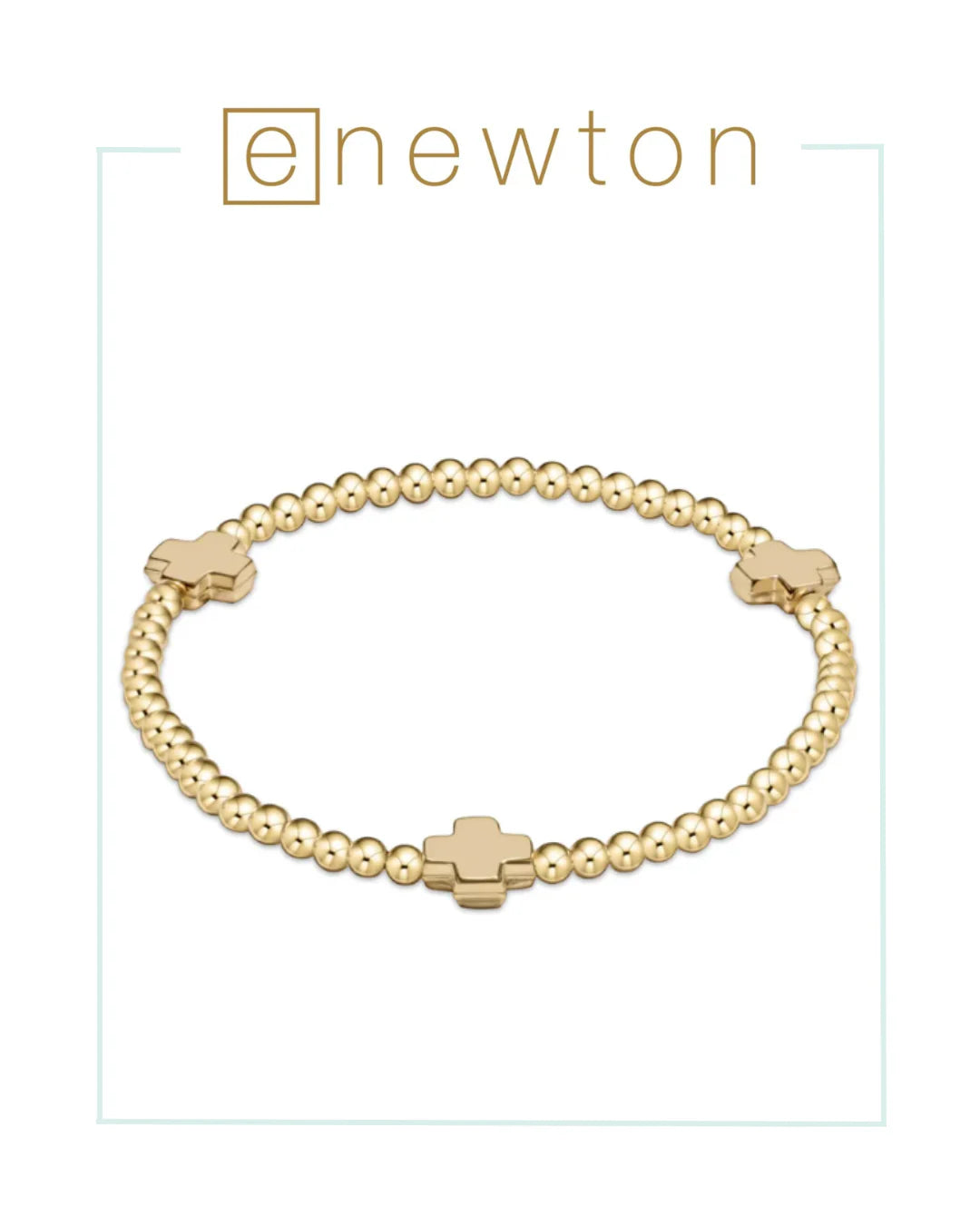 enewton Extends - Signature Cross Gold Pattern 3mm Bead Bracelet - Gold