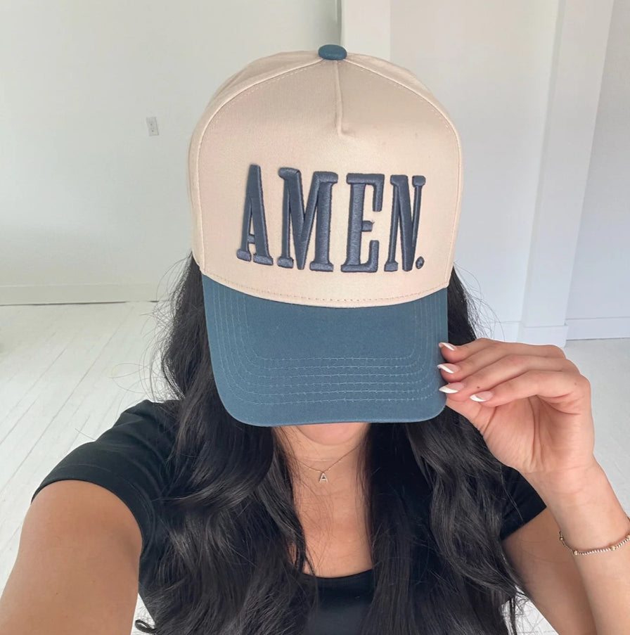 AMEN- SLATE BLUE VINTAGE TRUCKER HAT