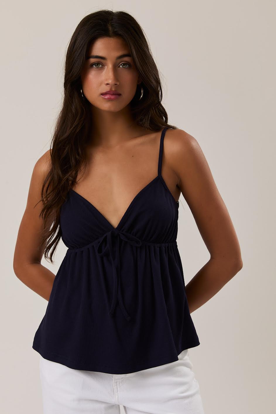 BABY DOLL SPAGHETTI RIB TOP