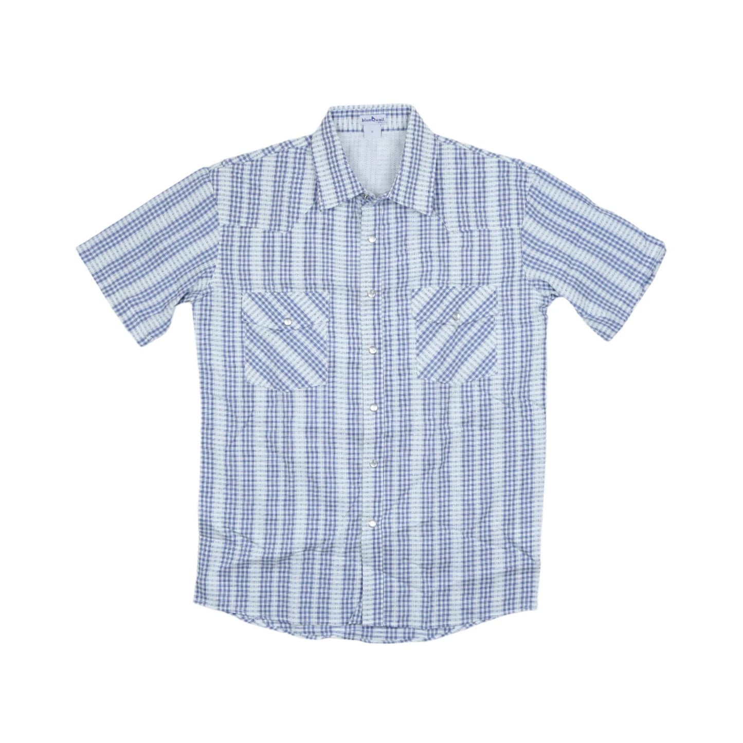 Men's Blue Quail - Navy Plaid Pearl Snap Short Sleeve