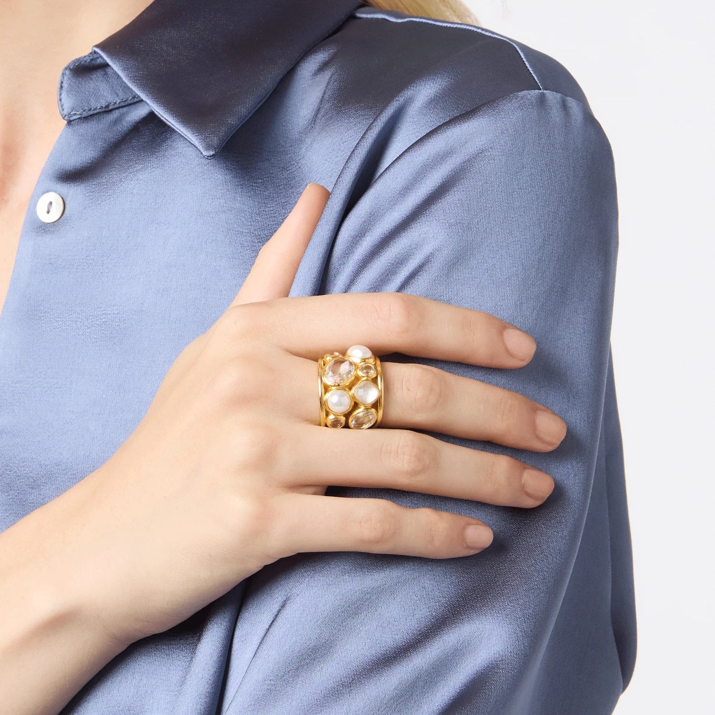 Kaleidoscope Statement Ring Iridescent Clear Crystal 8