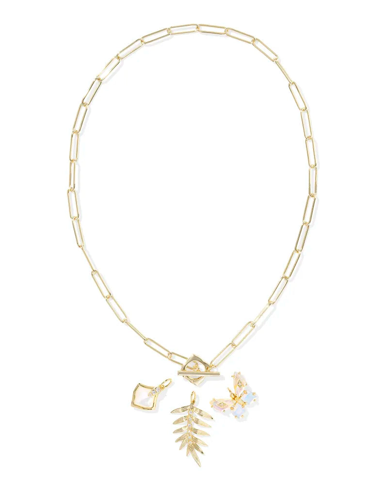 BIANCA BUTTERFLY CHARM NECKLACE GOLD IRIDESCENT WHITE MIX