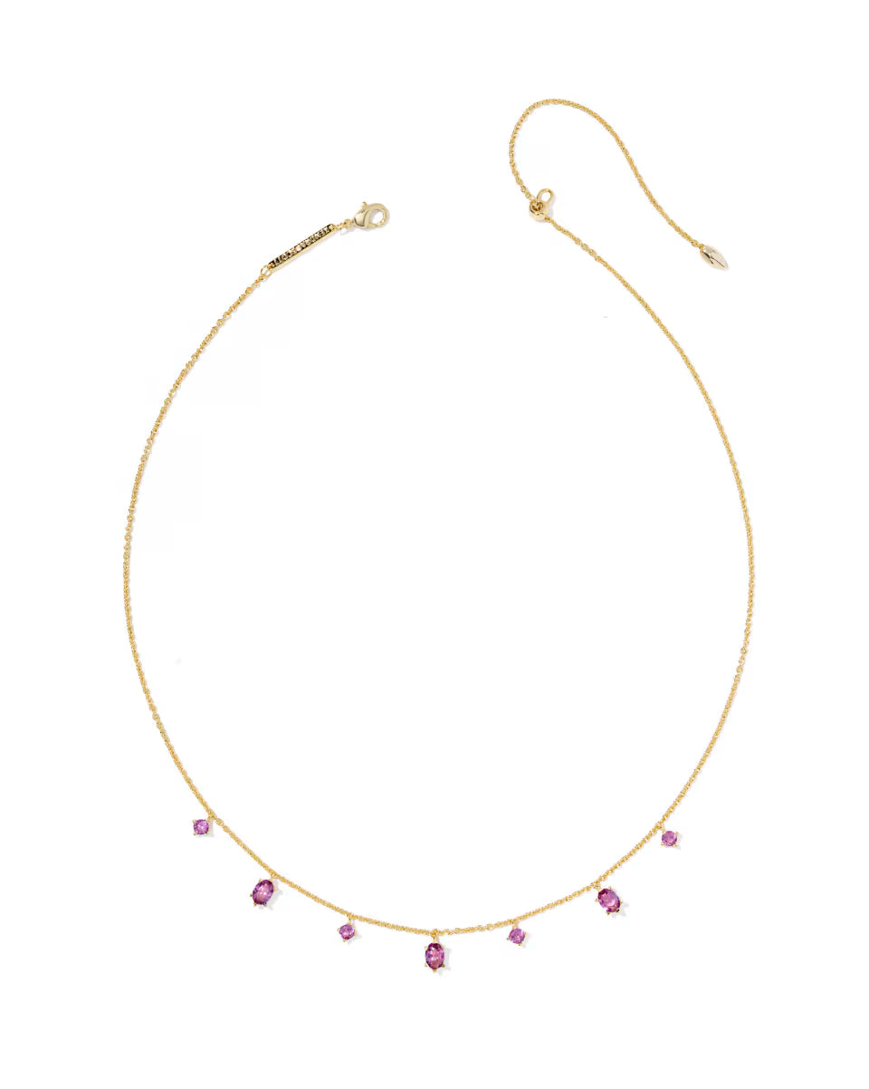 CAILIN DELICATE STRAND NECKLACE GOLD PURPLE CRYSTAL