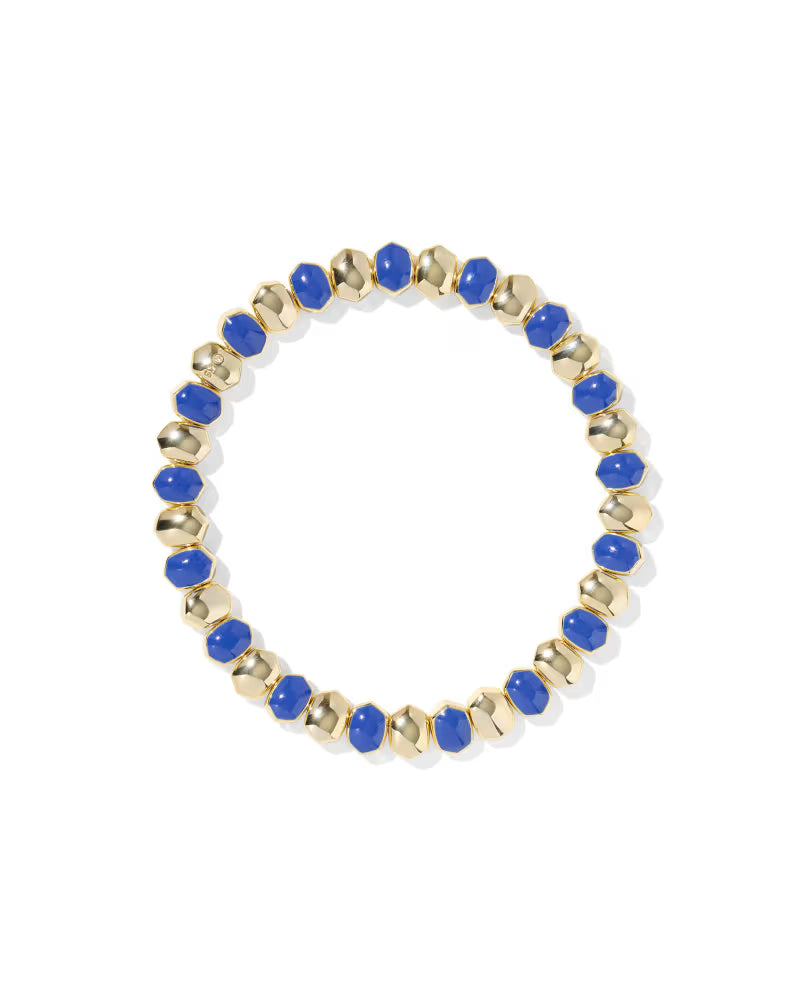 DAPHNE ENAMEL STRETCH BRACELET GOLD BLUE ENAMEL