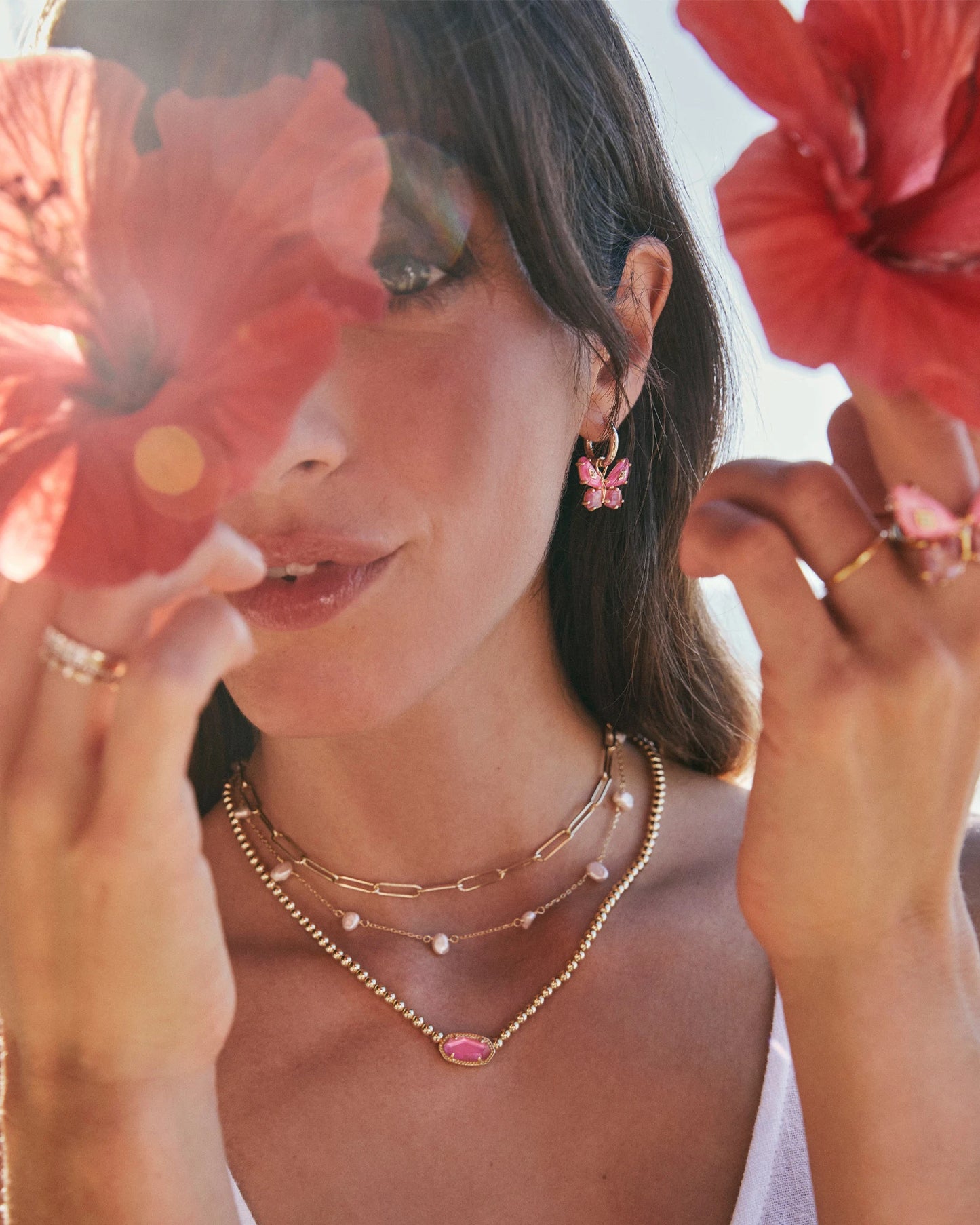 ELISA BEADED NECKLACE GOLD AZALEA ILLUSION