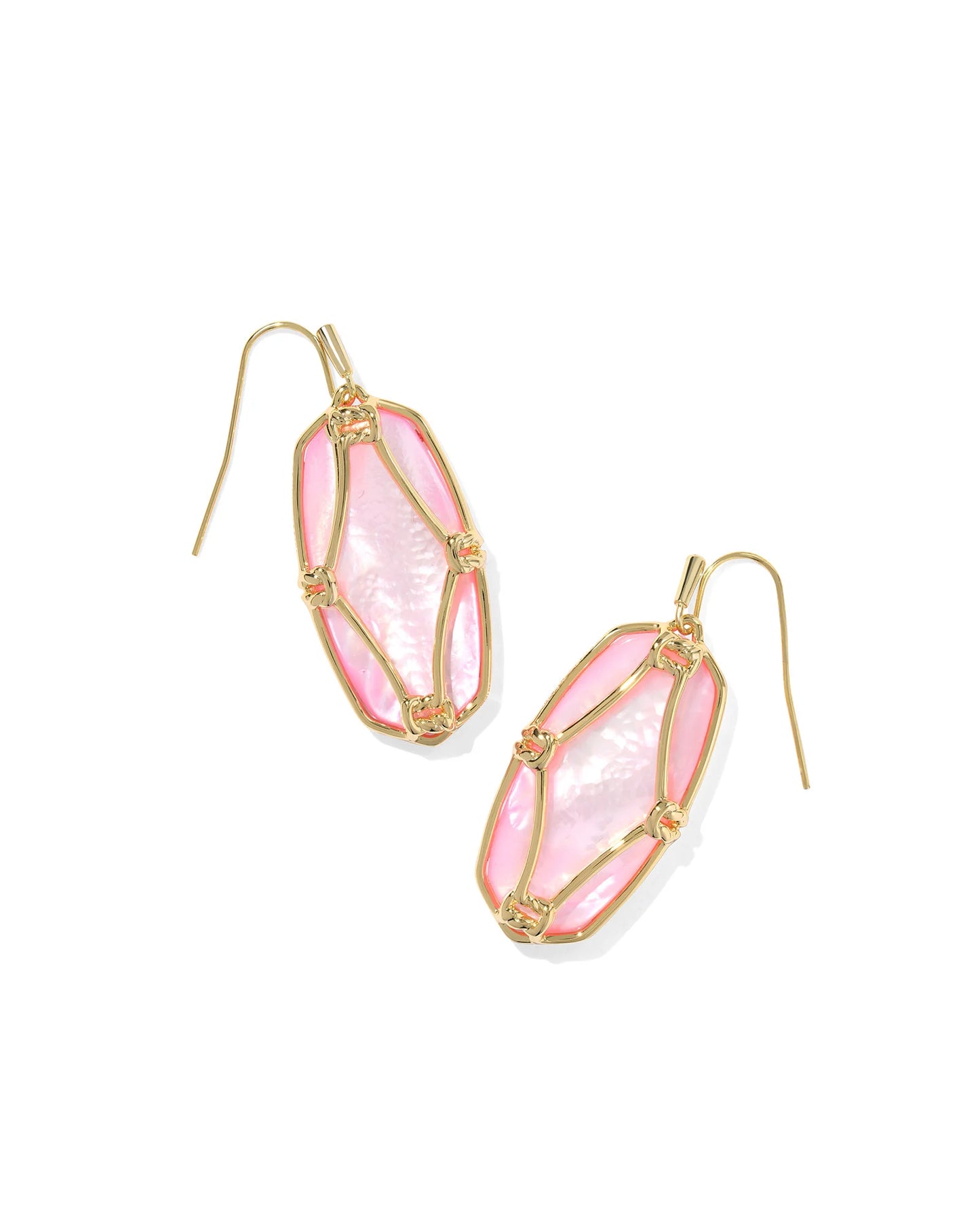 ELLE LATTICE FRAME DROP EARRINGS GOLD BLUSH IVORY MOTHER OF PEARL
