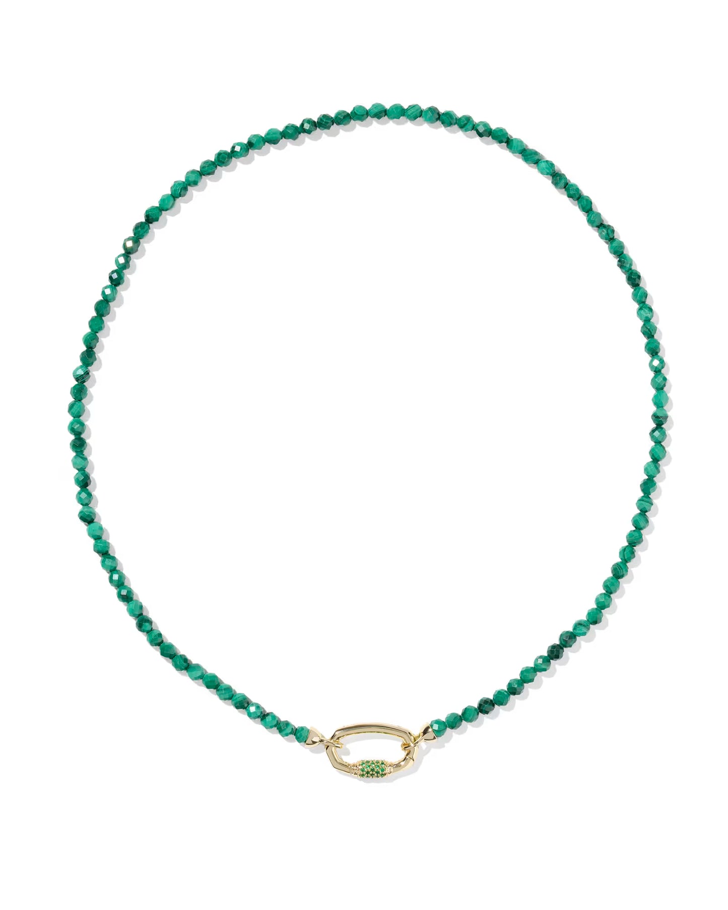 EMERY BEADED STRAND NECKLACE GOLD GREEN MALACHITE