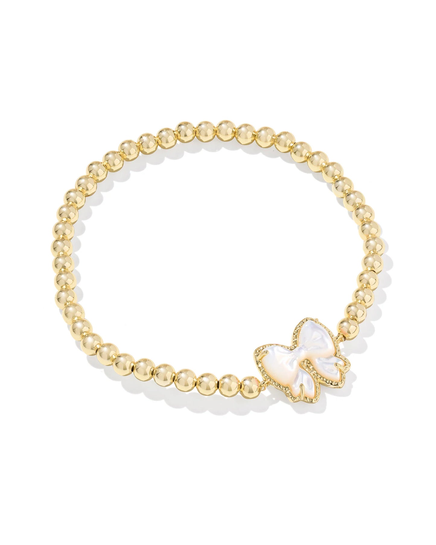 HALEY BOW STRETCH BRACELET GOLD IVORY MOTHER OF PEARL