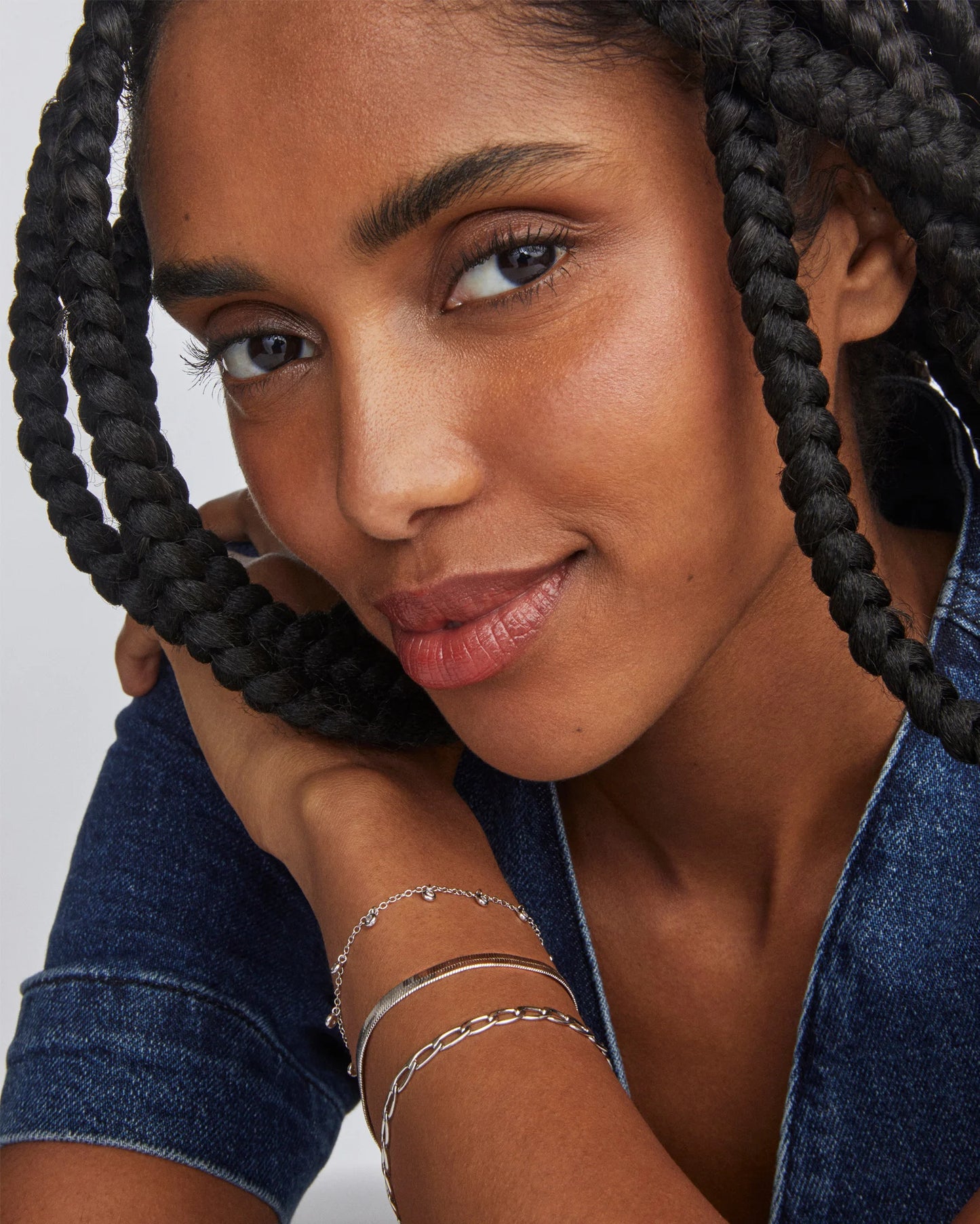 KASSIE SET OF 3 CHAIN BRACELET RHODIUM METAL