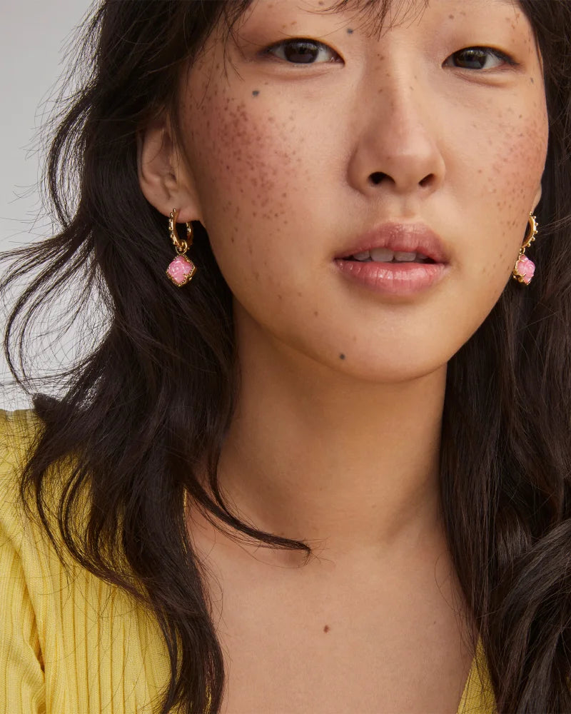 MALLORY ROSE HUGGIE EARRINGS GOLD BLUSH IVORY MOTHER OF PEARL