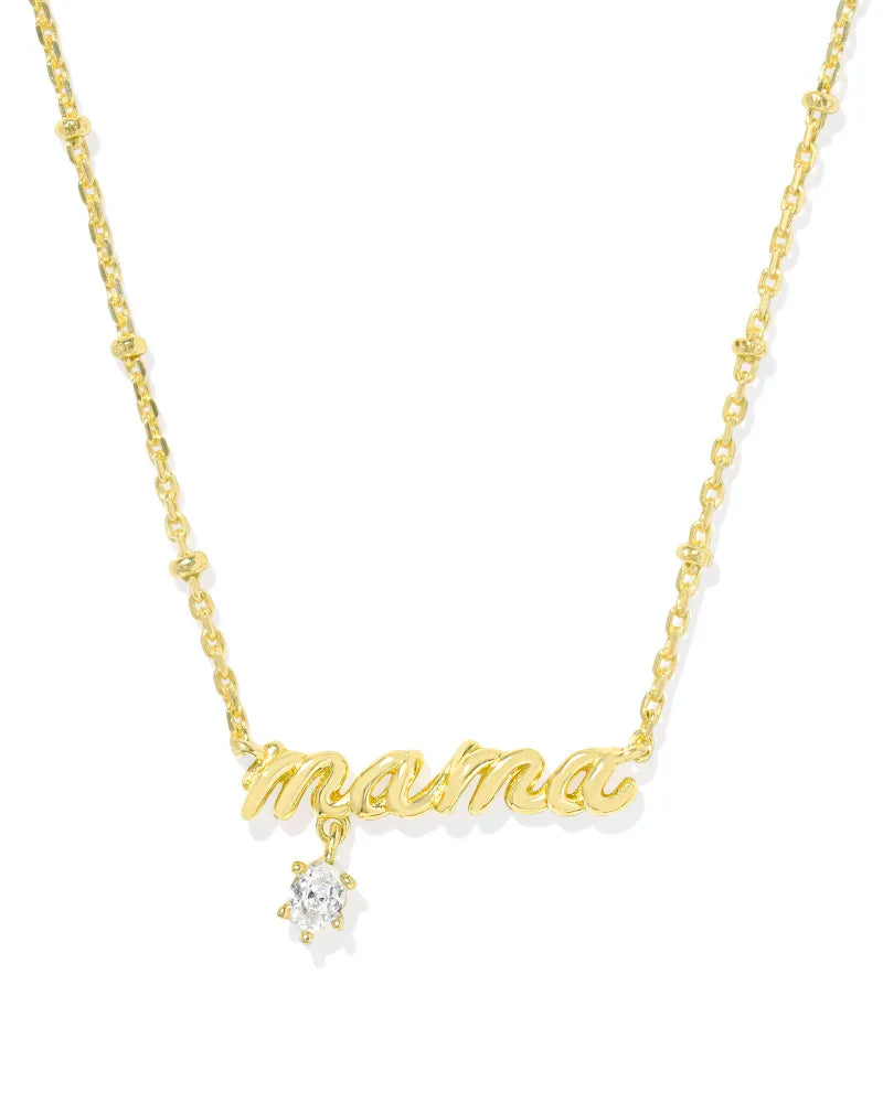 MAMA CRYSTAL SHORT PENDANT NECKLACE GOLD