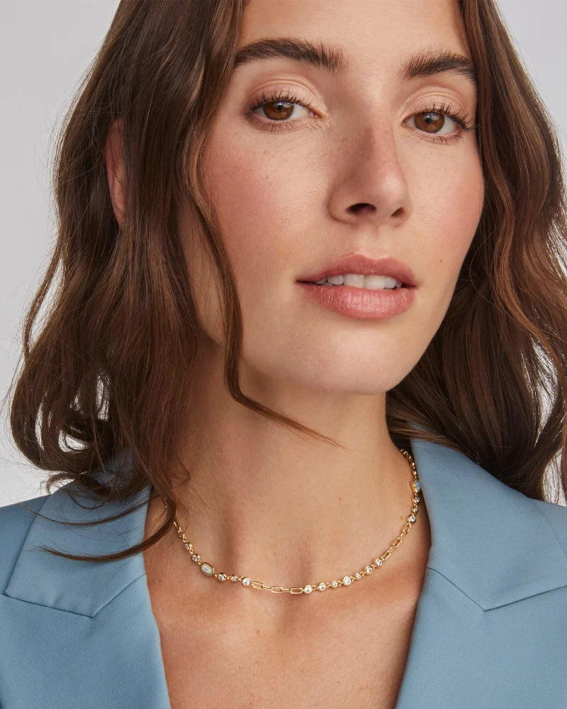 MINI ELISA ABBIE STRAND NECKLACE GOLD WHITE MIX