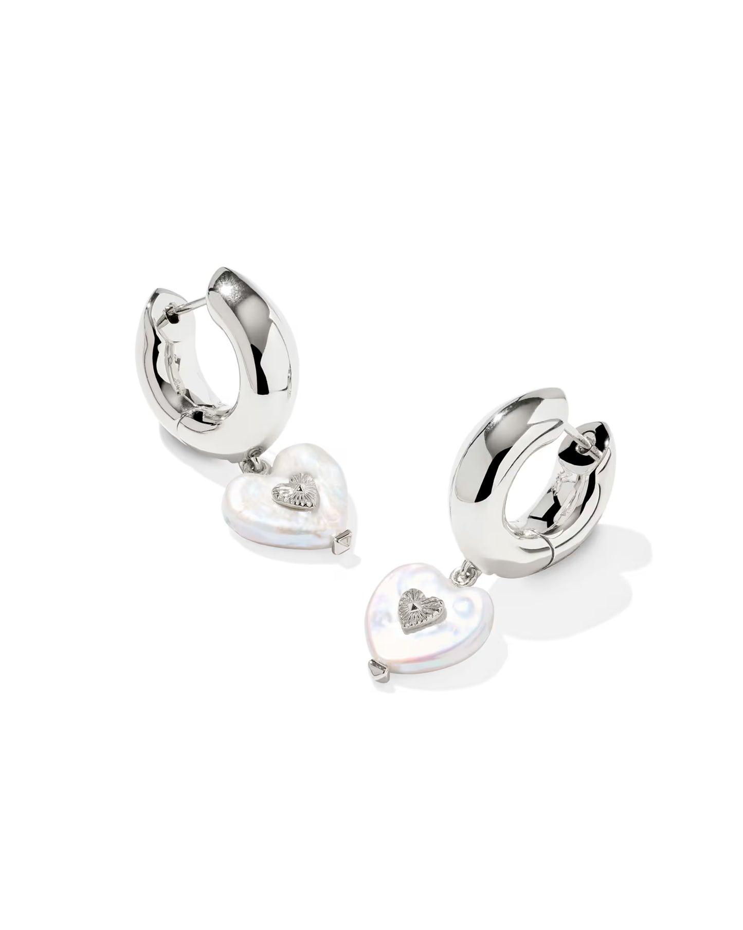 SASHA HEART HUGGIE EARRINGS SILVER FRESHWATER CULTURED PEARL