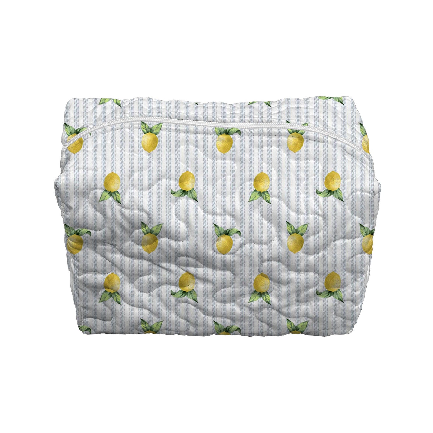 Lemon Sorbet Blue Quilted Large Makeup Bag