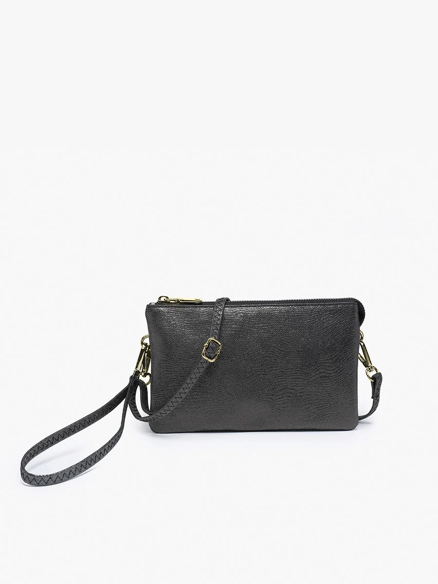 M013GLT Riley Glitter Crossbody/Wristlet in Black