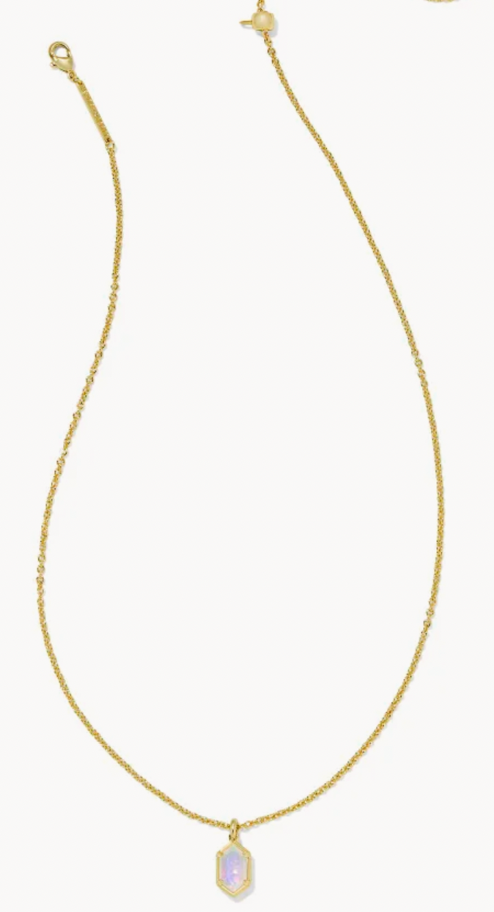 HALLIE SHORT PENDANT NECKLACE GOLD OPALITE ILLUSION