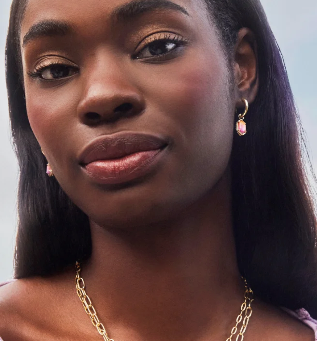 HALLIE HUGGIE EARRINGS GOLD SUNRISE WATERCOLOR ILLUSION