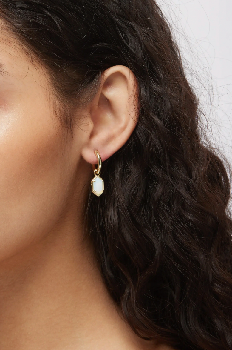 HALLIE HUGGIE EARRINGS GOLD OPALITE ILLUSION