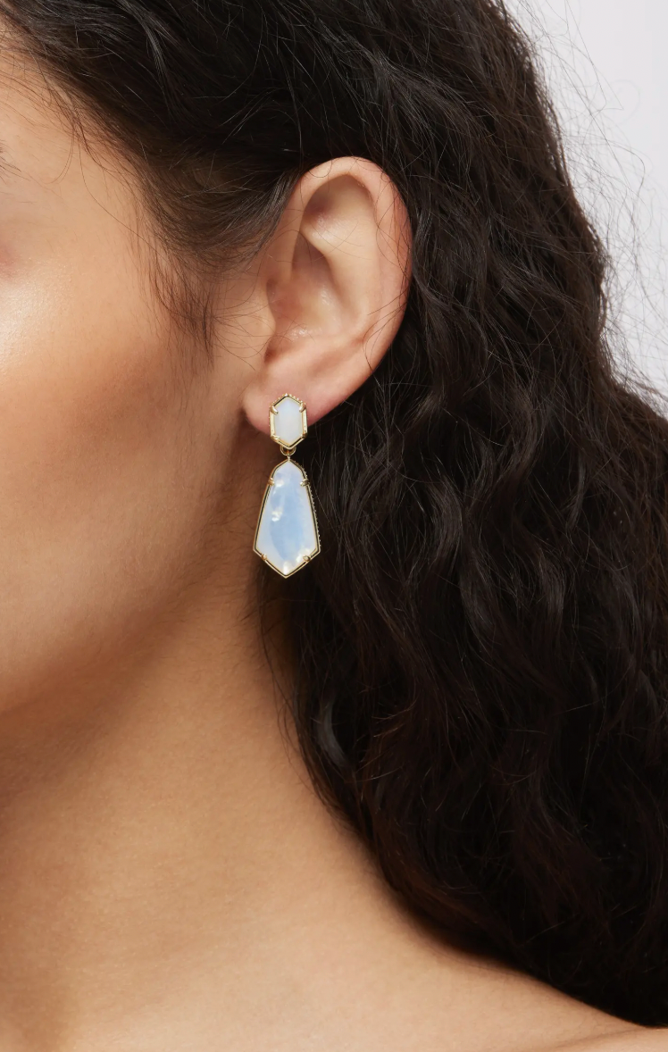 HALLIE CONVERTIBLE DROP EARRINGS GOLD OPALITE ILLUSION