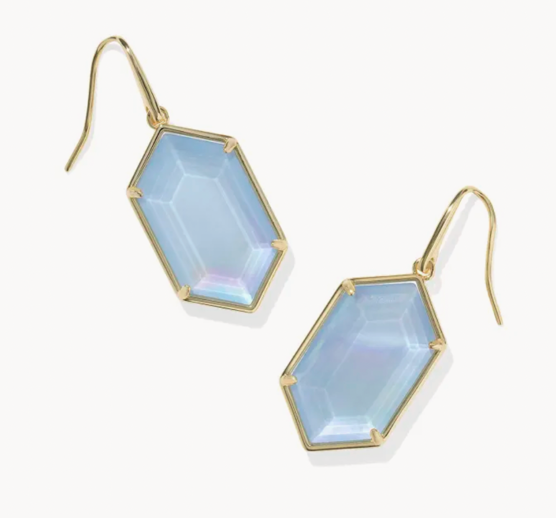 HALLIE DROP EARRINGS GOLD SKY BLUE MOTHER OF PEARL