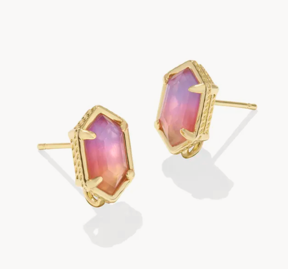 HALLIE CONVERTIBLE DROP EARRINGS GOLD SUNRISE WATERCOLOR ILLUSION