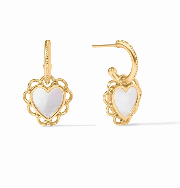 Lace Heart Hoop & Charm Earring-Mother of Pearl-OS