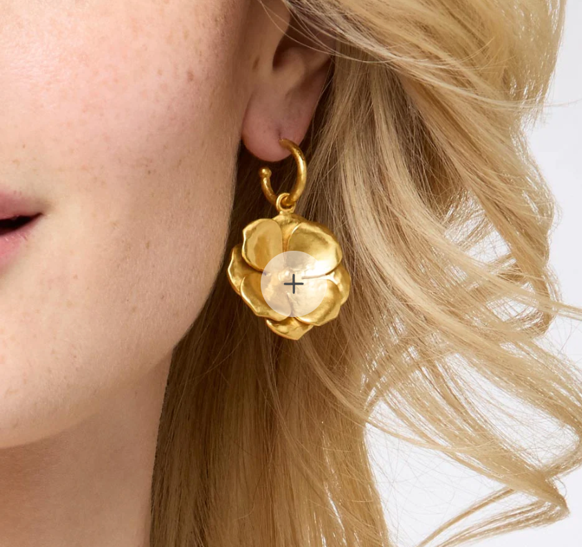 Bloom Hoop & Charm Earring-Gold-OS