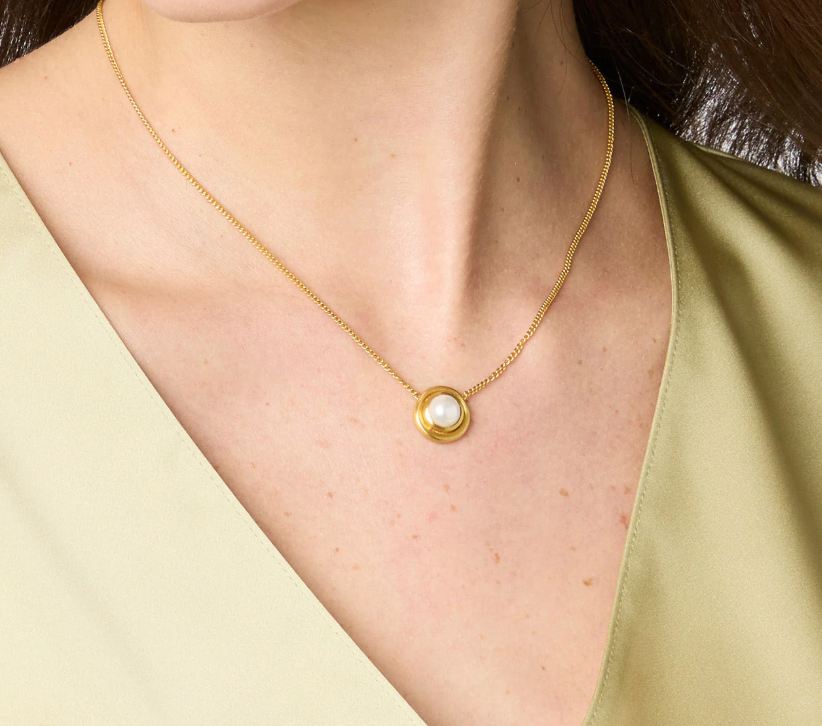 Wave Stone Delicate Necklace-Pearl-OS