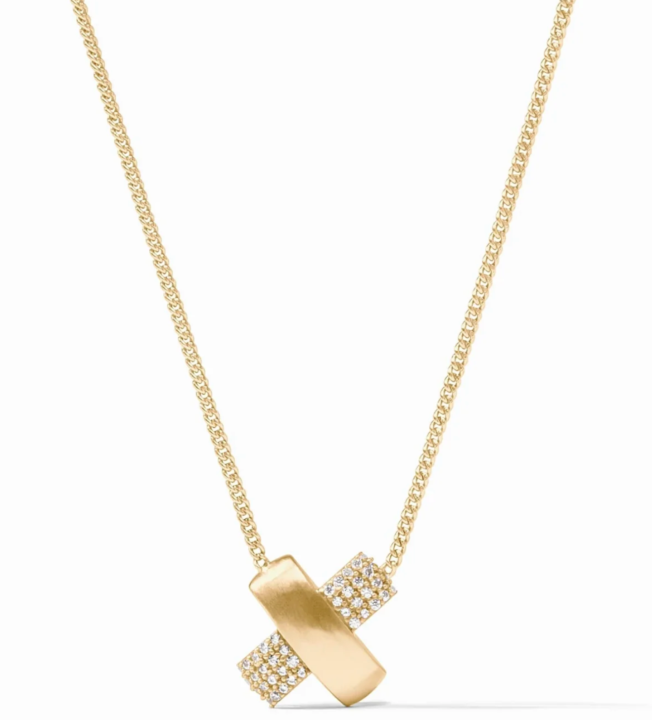 Catalina Pave X Delicate Necklace-Pave Cubic Zirconia-OS