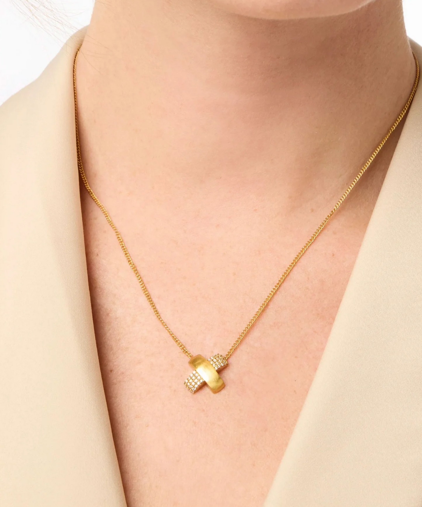 Catalina Pave X Delicate Necklace-Pave Cubic Zirconia-OS