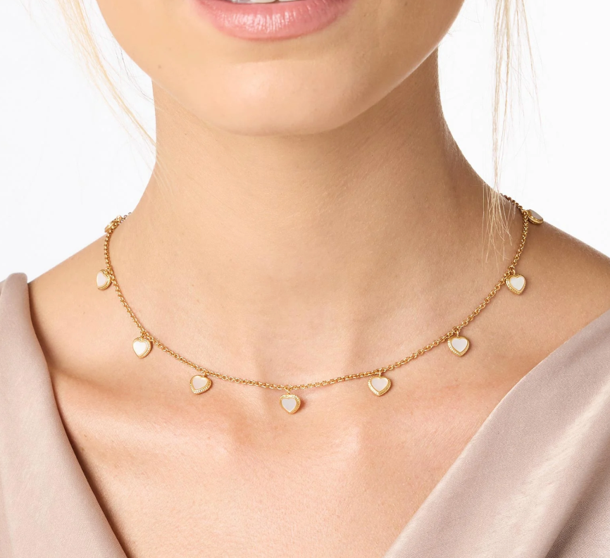 Heart Delicate Charm Necklace-Mother of Pearl-Adjustable