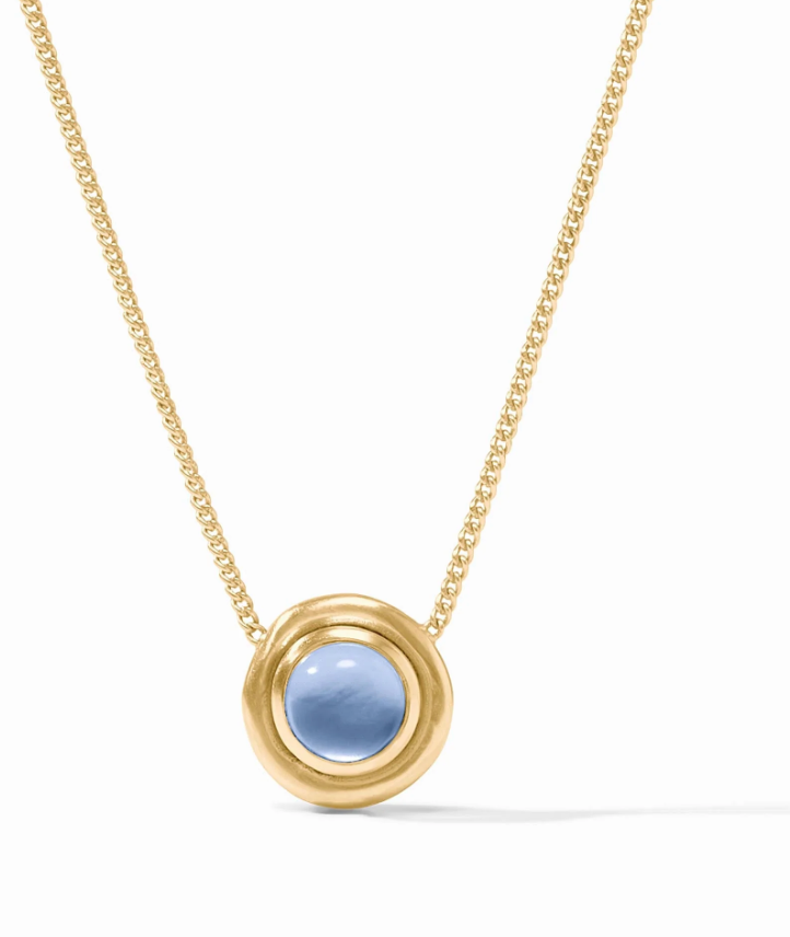 Wave Stone Delicate Necklace-Iridescent Chalcedony Blue-OS