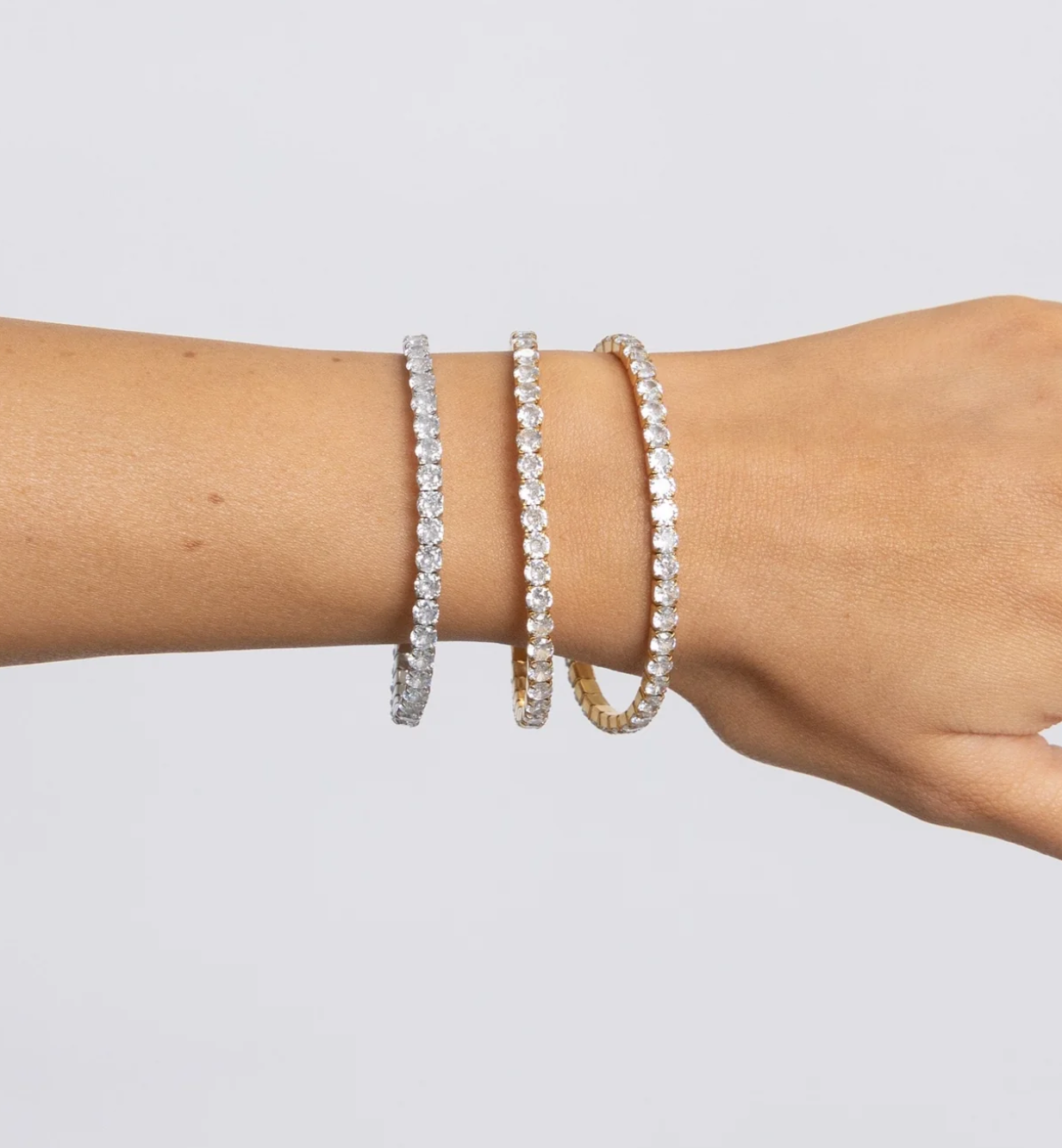 Eileen CZ Stretch Bracelet Silver Large 3.5mm CZ