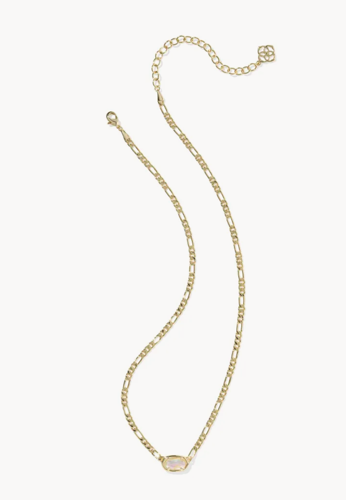 ELISA FIGARO CHAIN SHORT PENDANT NECKLACE GOLD IRIDESCENT ABALONE