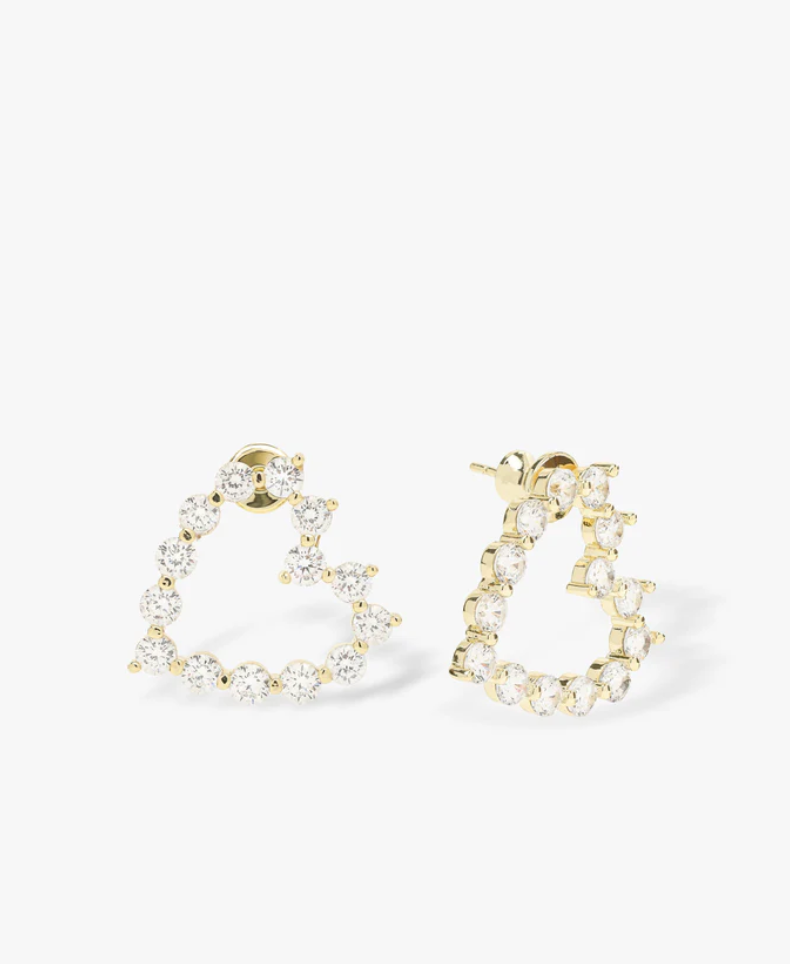 She's an Icon Baby Heart Earrings GOLD-WHITE O/S