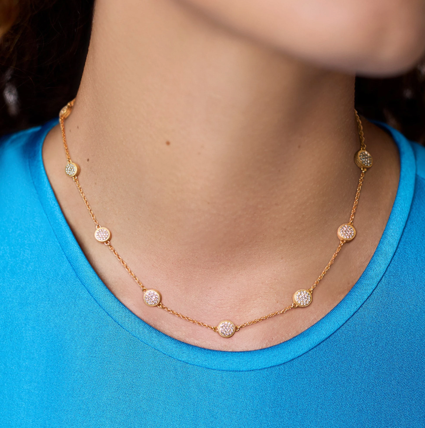 Windsor Delicate Station Necklace-Pave Cubic Zirconia- OS