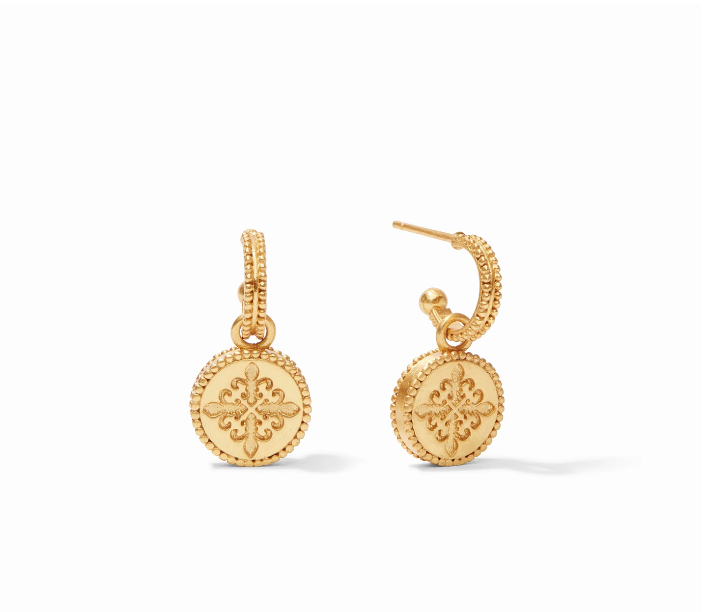 Fleur-de-Lis Hoop & Charm Earring-Iridescent Tourmaline Pink-OS