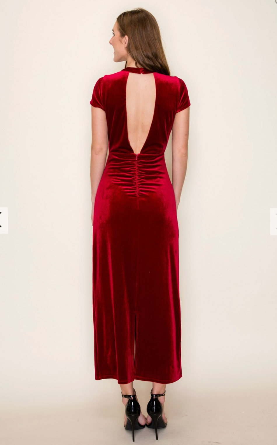 MOCK NECK VELVET MAXI DRESS